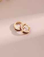 Boucles d'oreilles créoles en argent sterling S925 avec émail rouge chinois, design classique à fermoir doré
