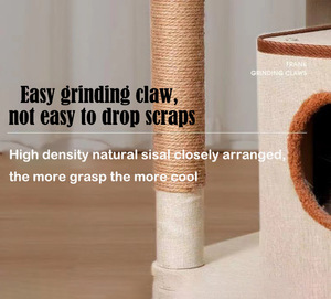 Menara kucing kayu pohon besar dengan Condos luas bertengger penuh dibungkus tiang Sisal dan bola menjuntai dapat diganti - Product Image 6