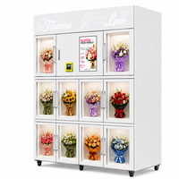 Distributeur automatique de fleurs sans argent liquide avec paiement par carte et code QR, casier réfrigéré pour bouquets frais, 10 compartiments