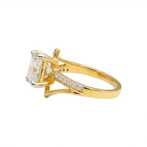 1.58 CTW Princess Cut Diamond Engagement <b>Ring</b> in 14KT Yellow Gold Geometric <b>Split</b> Shank <b>Ring</b> - Product Image 5