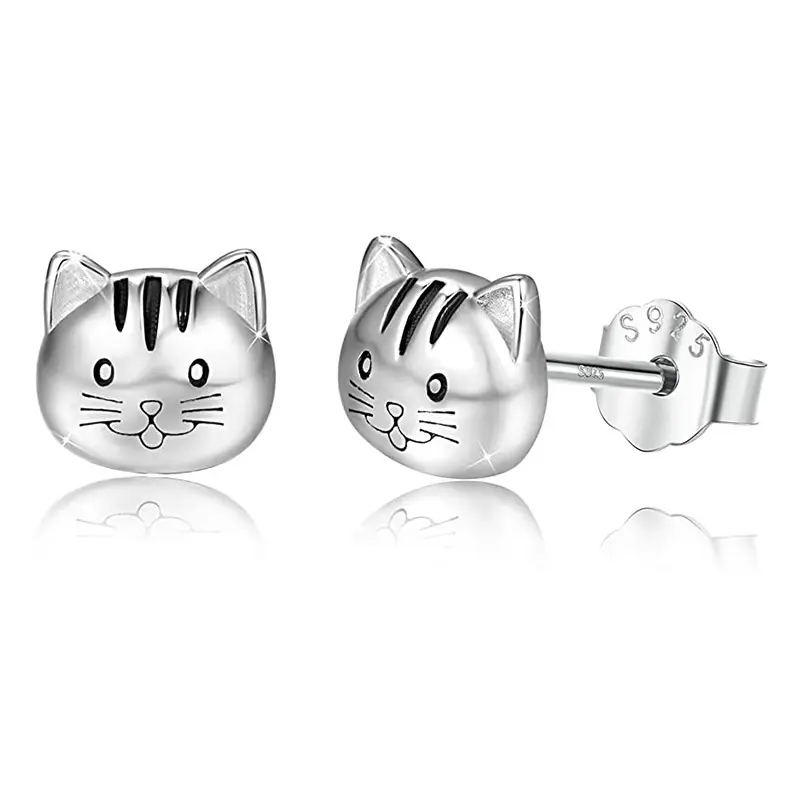 Hello Kitty Fashion Stud Earrings Unique Silver Sterilized with Gold Plating Trendy cat earrings for Parties