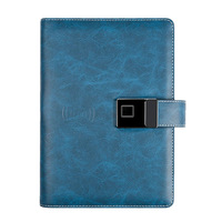 Carnet de notes en cuir à couverture rigide avec verrouillage par empreinte digitale, recharge sans fil, lecteur USB intégré, fonction de recharge portable et pages à feuillets mobiles – Idéal pour le bureau et comme cadeau d'affaires