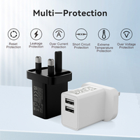 Offre Spéciale 3pin 2pin UK British Plug Chargeur à double port USB Chargeur mural 5 volts pour 2 appareils