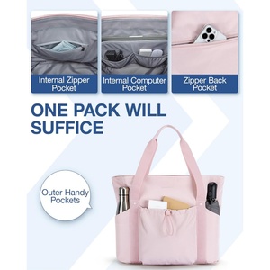 Colefa - Bolso de Mano Plegable para Mujer, Bolso de Viaje de Nailon, Almacenamiento para Portátil y Libros, para Viajes, Playa, Gimnasio, Color Rosa, Bolso Grande - Product Image 4