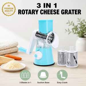 Grattugia per formaggio rotante manuale <span class=keywords><strong>3</strong></span> In 1 trituratore per formaggio mandolino affettatrice per verdure In acciaio inossidabile con <span class=keywords><strong>3</strong></span> lame con Base di aspirazione - Product Image 1