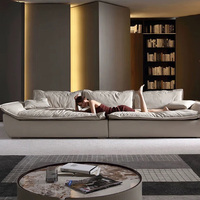 MOONTOP Neues individuelles Segelsofa italienisches mattiertes modernes Sofa Leder breite Sitzmöbel tiefes Latex Sofas und Couch