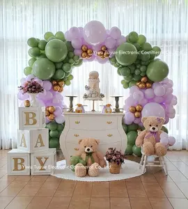 Green purple white Balloons Bear themed Arch Garland kit for kid birthday baby shower Party gender reveal Anniversary decoration