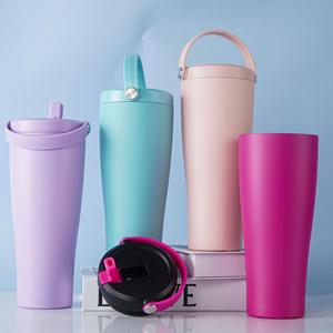 Nuevo Diseño, Vaso Térmico de Acero Inoxidable con Aislamiento al Vacío de 30 oz, con Asa y Tapa Portátil, Vaso para Regalo - Product Image 3
