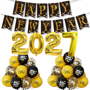 Kit di Palloncini per Decorazioni Festa Capodanno 2027, Oro Nero Rosa Champagne, Stelle in Foil, Palloncini Digitali in Lattice, Accessori per la Vigilia di Capodanno - Product Image 3