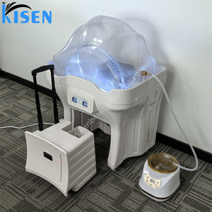 KISEN Lit de lavage de cheveux portable réglable sans tuyauterie pour salon, avec circulation d'eau, équipement de spa et bac à shampoing intégré avec réservoirs - Product Image 5