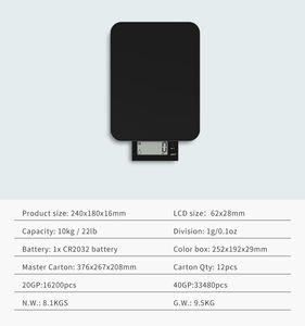 गर्म बिक्री इलेक्ट्रॉनिक ग्लास रसोई स्केल छोटे डिजिटल वजन पैमाने पर भोजन मापने वाली बैटरी से चलने वाले अधिकतम 10 किलोग्राम - Product Image 6