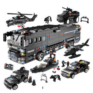 WOMA TOYS C0547 ขายส่ง รถตำรวจ SWAT เมืองจำลอง 1 ใน 6 แปลงร่างเป็นเครื่องบิน ชุดตัวต่อบล็อก - Product Image 1