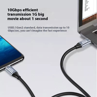 Cable USB 3.2 Gen2 Tipo C de 10 Gbps con Ángulo Recto, 5A 100W, Carga Rápida, Cable de Datos con Diseño de Codo de 90 Grados y Trenzado de Nailon para Móviles y PC