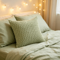 Coussin décoratif texturé vert pop-corn, coussin décoratif en tricot à bulles doux pour canapé, lit, salon