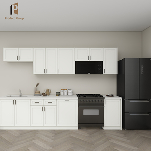 Gabinete de <span class=keywords><strong>Cocina</strong></span> <span class=keywords><strong>Modular</strong></span> de Melamina <span class=keywords><strong>Blanca</strong></span> Estilo Shaker, Encimera Ecológica de Mármol/Laminado/Resina, Fregadero y Grifo, <span class=keywords><strong>Cocina</strong></span> Pequeña Moderna - Product Image 1