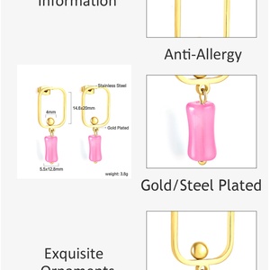 ต่างหูสีสันสดใสแบบไม่ก่อให้เกิดอาการแพ้สำหรับผู้หญิง รูปทรงกลมขนาดใหญ่ รูปทรงไม่สมมาตร หนา  ชุบทอง 18K ทำจากสแตนเลสสตีล - Product Image 6