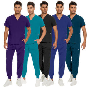 Ensemble de gommage bleu royal unisexe bleu royal vêtements de travail extensibles tissés pour le personnel infirmier - Product Image 2