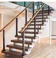 Kit de balustrade en câble d'acier pour escalier, poteaux de balustrade, connexion par câble métallique, conception durable, système de garde-corps en câble