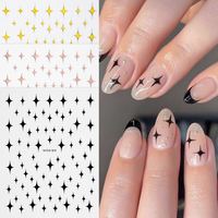 Autocollants 5D holographiques étoiles pour ongles, décalcomanies laser bronzantes croix blanche à quatre branches, accessoires de manucure auto-adhésifs