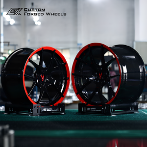 Jantes forgées de course Drag 5x120 5x120.65 5x4.5 5x4.75 17 18 19 20 pouces, rouge brillant, rayons noirs, décalées pour Chevrolet Corvette - Product Image 6