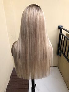 Nueva Llegada Highlight Hair U Part Peluca Cabello Humano 22 "150 Densidad Cabello Liso Sedoso Transparente Brasileño 1 PC Largo Medio - Product Image 5