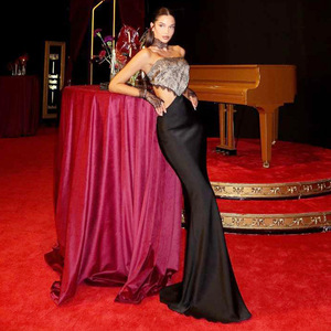 Abito Lungo da <span class=keywords><strong>Donna</strong></span> Stile Occidentale <span class=keywords><strong>Vintage</strong></span> Sexy Aderente con Schiena Scoperta e Inserti in Pizzo <span class=keywords><strong>Abbigliamento</strong></span> Casual Trendy 2026 - Product Image 1