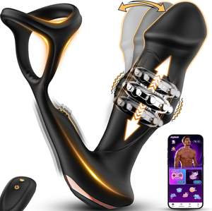 Massaggiatore Prostatico Vibratore Anale 6 in 1 Plug Anale 9 Modalità di Spinta e Vibrazione Giocattoli Sessuali Maschili Dildo Anello Fallico Controllo Remoto APP - Product Image 1
