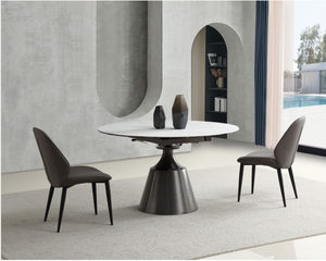 طاولة طعام حجرية عصرية مع كراسي لغرفة الطعام، أثاث بقاعدة معدنية، طاولة طعام رائجة - Product Image 1