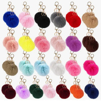 Künstlicher Faux-Rex-Kaninchenfell-Ballanhänger DIY Bunter Plüschball-Accessoire Metall-Schlüsselanhänger Taschenanhänger Karabinerverschluss Flachring