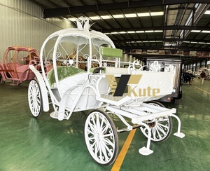 Charrette à chevaux de luxe blanche à quatre roues à vendre, couleur et logo personnalisables, charrettes à chevaux électriques pour visites touristiques - Product Image 4