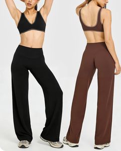 Ensemble de sport Aoyema de haute qualité, très extensible, avec haut à col halter et pantalon large super doux pour l'entraînement et la gym - Product Image 6