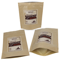 Pochette à 3 côtés avec fermeture éclair refermable pour le café, le thé en poudre, sachet d'échantillon, papier artisanal, sachet en plastique biodégradable