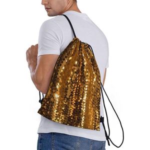 Gold Sequin Sparkle Drawstring Backpack <b>Draw</b> <b>String</b> <b>Bag</b> Waterproof Sports <b>Bag</b> Gym Cinch <b>Bags</b> for Women Men - Product Image 2