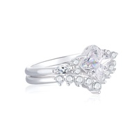 Fournisseur de bagues de fiançailles et de mariage en argent sterling 925 plaqué rhodium avec zircon, ensemble pour couple, certifié CMA, cadeau pour fête et anniversaire