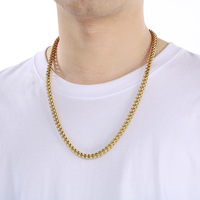 KN115430-KTrendy Chaîne Franco 2mm 3mm 4mm 6mm 8mm Style Punk Plaqué Or Collier Double Face Bijoux Hip Hop Longueur 65CM