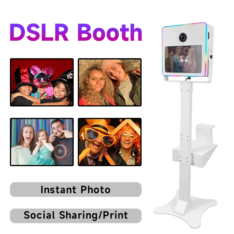 Led Open Air Photobooth Digital Bot White Metal Dlsr Dslr Photo Booth Shell With Glam Filter