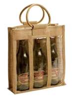 Sacs en jute laminés de couleur naturelle écologiques pour six bouteilles avec impression personnalisée et prix abordable