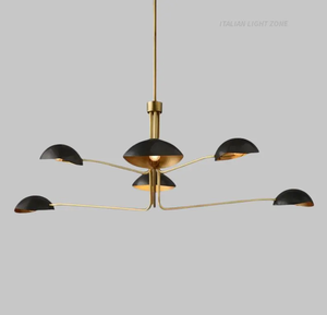 Lustre LED en laiton haut de gamme, style moderne du milieu du siècle, à multiples bras et dôme, design futuriste, hauteur réglable, télécommande - Product Image 4