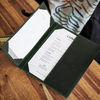 Dossier de menu en cuir Support de café Presse-papiers en cuir Couverture de menu de boisson pour trois pages