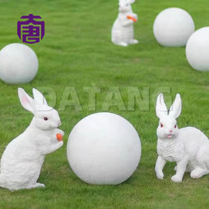 Sculpture de lapin lumineuse en fibre de verre 3D, lumière LED de lapin pour la décoration de jardin extérieur, éclairage paysager de parc - Product Image 3