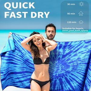 Tùy Chỉnh Màu Xanh Tie Dye Rùa Trọng Lượng Nhẹ Mỏng 71 "X32" Nhanh Chóng Khô Cát Miễn Phí Thêm Lớn Bãi Biển Quá Khổ Sợi Nhỏ Bãi Biển Khăn - Product Image 4