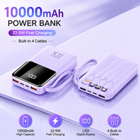 Tendance 2026 : Batterie Externe Personnalisée pour Téléphone avec Logo, Haute Qualité, 10000mAh, Quatre Câbles USB Intégrés, Écran LED, PD22.5W