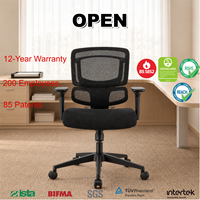 Chaise de bureau ergonomique en maille avec accoudoirs 3D, soutien lombaire réglable, dossier inclinable et siège en mousse pour bureaux d'entreprise GTChair