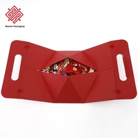 Baoren 20*10CM One-Pc Rouge Bleu Blanc Mariage Bonbons Snack Boîte Cadeau Triangulaire Pliant De Poche Boîte Cadeau En Stock Prêt À Aller