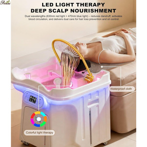 Cápsula de Tratamiento Spa para el Cuidado del Cuero Cabelludo en Casa, Cama Portátil Ajustable en Altura con Tanque de Residuos de 25L y Lavabo para Champú - Product Image 2