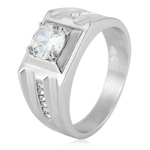Yunnique – bague géométrique en acier inoxydable avec pierre noire, bijoux de mariage unisexes, cadeau - Product Image 4