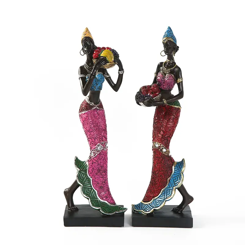 Escultura africana de 7,5" para mulheres, figuras pretas, decoração tribal exótica para meninas, arte colecionável, decorativa para casa, vintage