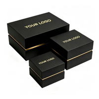 Coffret Cadeau Rigide Noir Mat de Luxe Personnalisé avec Logo, Estampage à Chaud Doré et Bordure Dorée Métallique – Ensembles de Boîtes à Bijoux