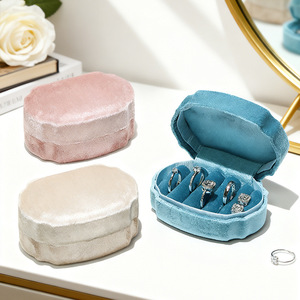 Velvet Rectangle Simple Travel <b>Ring</b> Box Custom Logo Portable Mini Jewelry Organizer <b>Storage</b> Case for <b>Rings</b> - Product Image 6