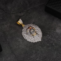 Pendentif Tête de Panthère en Argent Punk Chunky pour Homme, Animal, Or, Émail Rouge, Léopard
